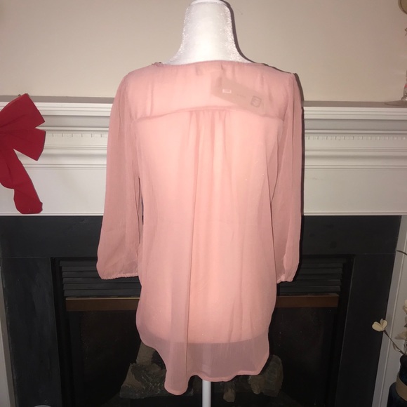 Jon & Anna | Mauve Sheer Ruffle Blouse - Picture 5 of 5